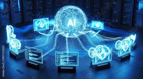Central AI core controlling connected modules.