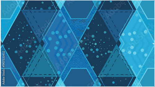 Luminous hexagon lattice pattern with gradient blue shades and dotted accents