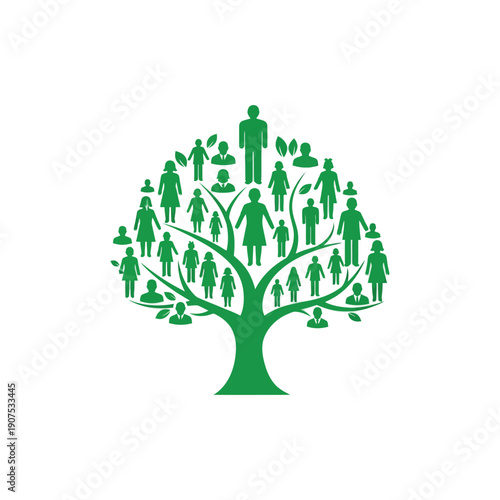 Family tree with people icons.