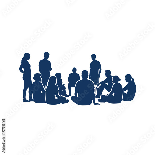 Group of diverse people in a circle discussion.