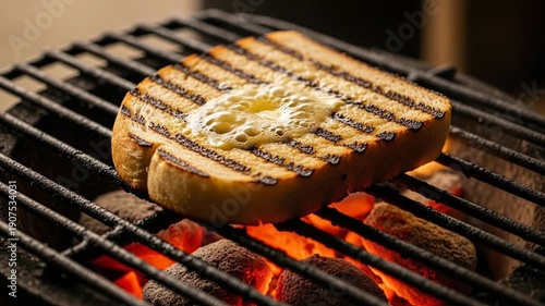 Wallpaper Mural Grilled cheese sandwich melting cheese on barbecue grill. Torontodigital.ca