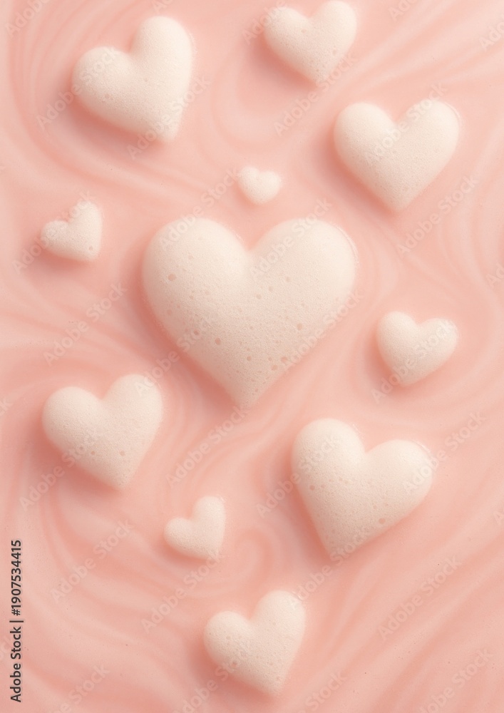 Obraz premium Soft hearts on pink background