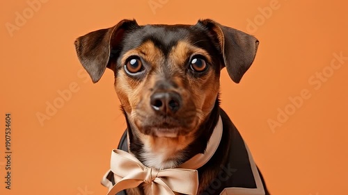 Dressed Up Dog Wearing a Suit and Bowtie.