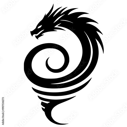 Dragon tornado silhouette