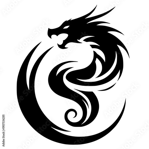 Dragon tornado silhouette