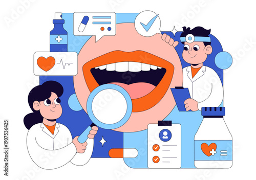 Otorhinolaryngologist Vector Illustration in a Healthcare Environment Related to Medical Conditions of the Ear Nose and Throat on a Flat Background