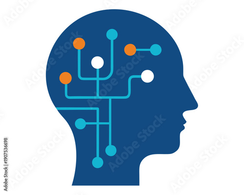 silhouette of a Human head with circuit path vector illustration isolated on white background