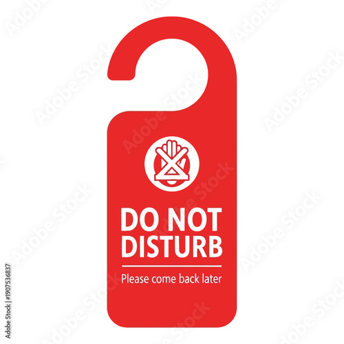 Red "Do Not Disturb" Door Hanger Sign with Icon and Text