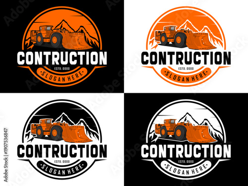 Bulldozer logo design template for contruction company