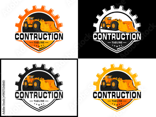 logo template bulldozer for contruction industry.