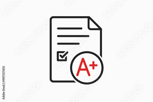 Graded paper with A+ mark and checklist icon