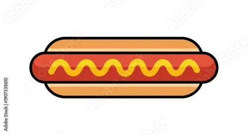 Delicious Hot Dog with Mustard on a Bun.