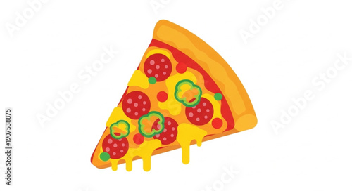 Delicious slice of pepperoni and jalapeno pizza with melted cheese.