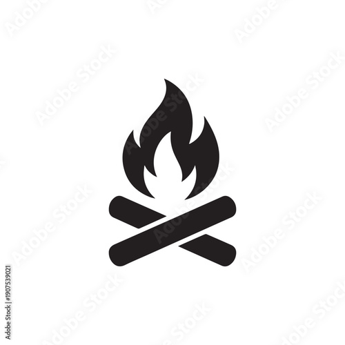 Campfire icon silhouette vector design art illustration.