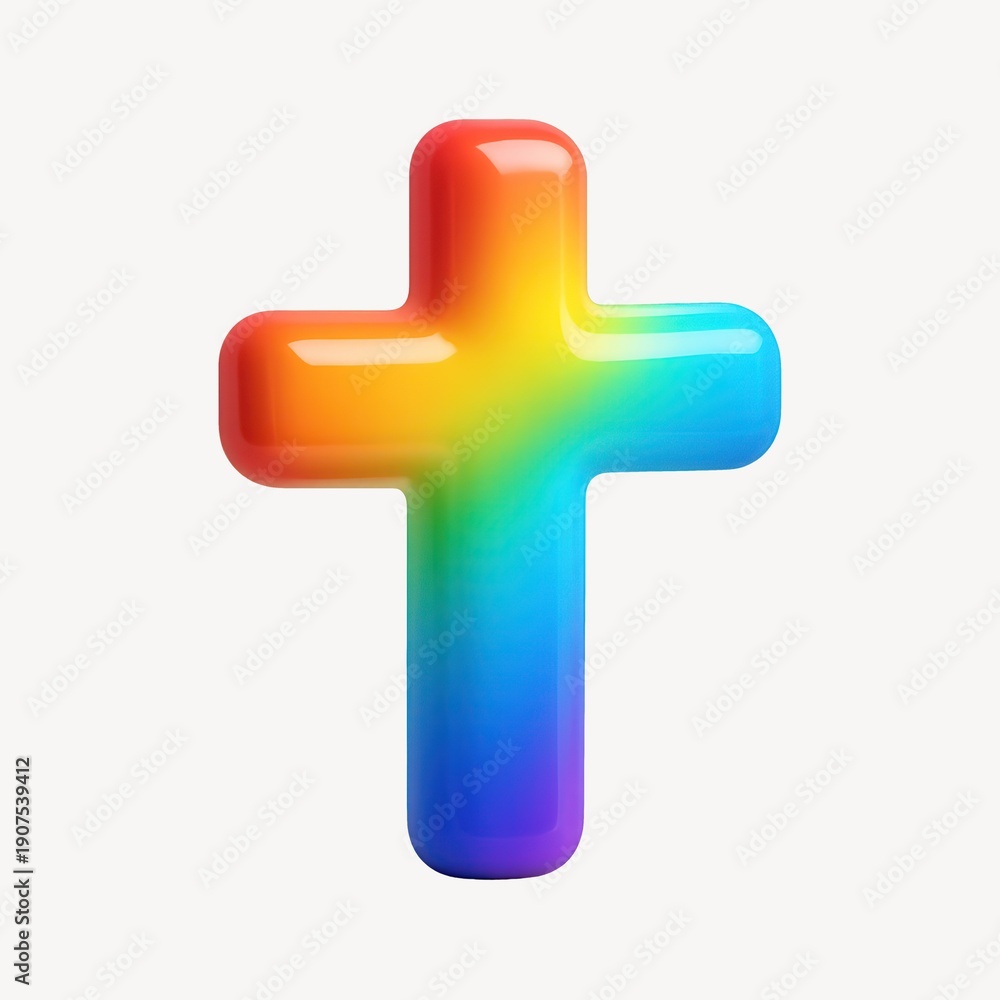Obraz premium Colorful glossy cross illustration.