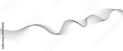 Flowing Dot Wave halftone gradient pattern on transparent background
