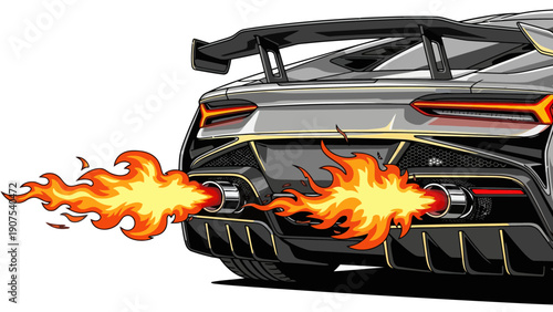 Car with flames coming.