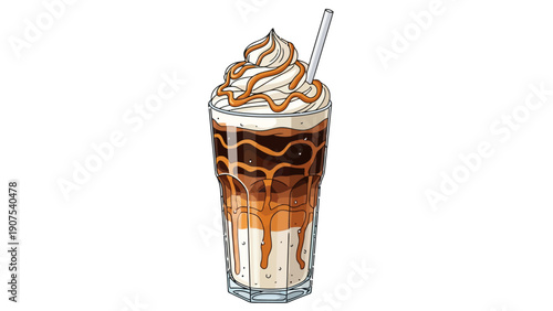 Caramel Milkshake Dessert Drink.