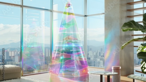 Wallpaper Mural Futuristic Transparent Crystal Pyramid Display in Bright Modern Living Room Torontodigital.ca