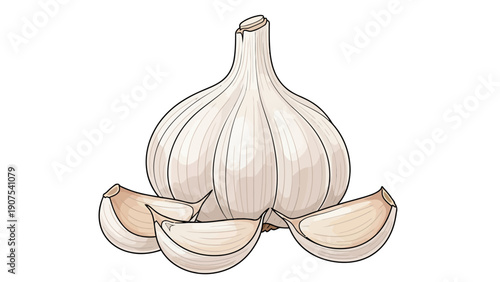 Garlic Bulb and Cloves 1.
