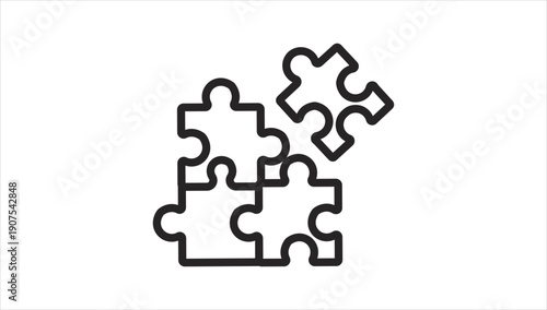 Simple black and white puzzle pieces illustration.