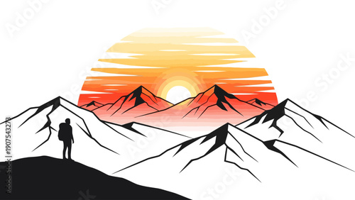 Man Looking At Mountains.