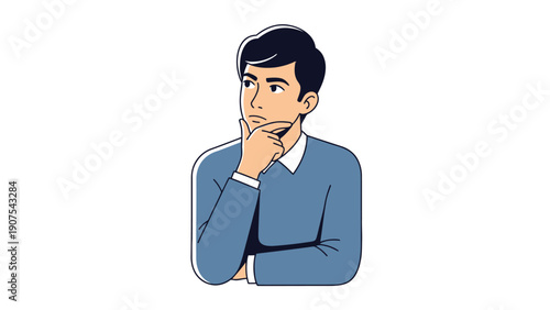 Man Thinking With Hand.