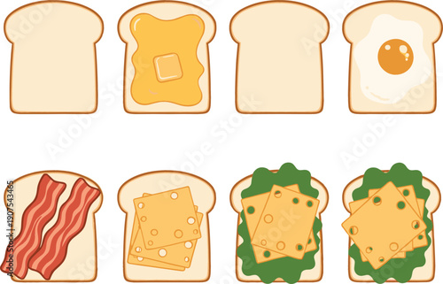 Healthy breakfast toast with assorted fresh food toppings