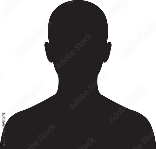 Silhouette of a man with a shaved head profile