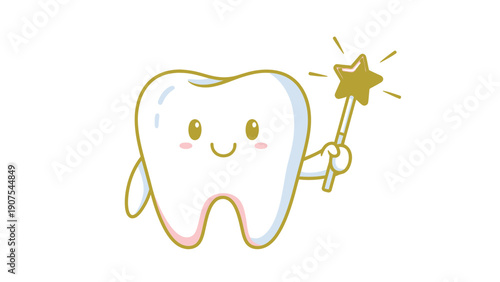 Smiling Tooth Character Illustration.