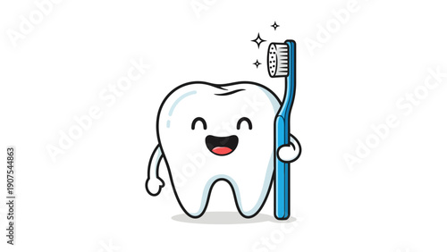 Smiling Tooth with Brush.