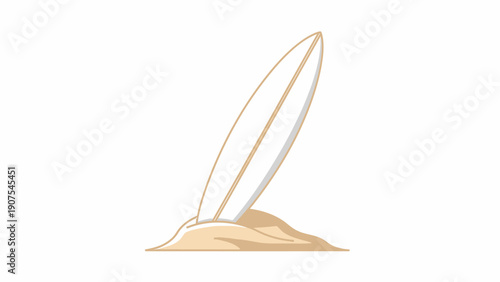 Surfboard on Sandy Beach.