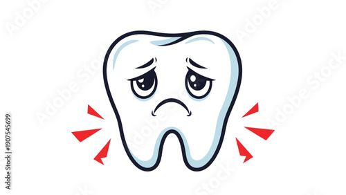 Tooth Pain Cartoon Illustration.