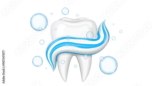 Toothpaste on Teeth Illustration.