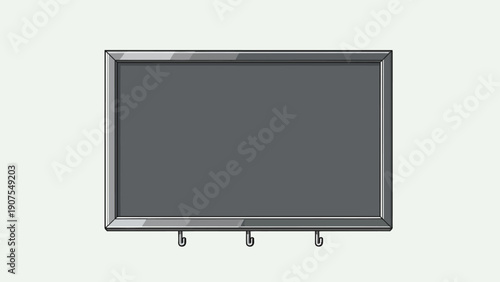 Gray framed rectangular board with three hanging hooks below