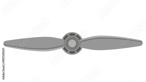 Gray twobladed propeller centered on a white background