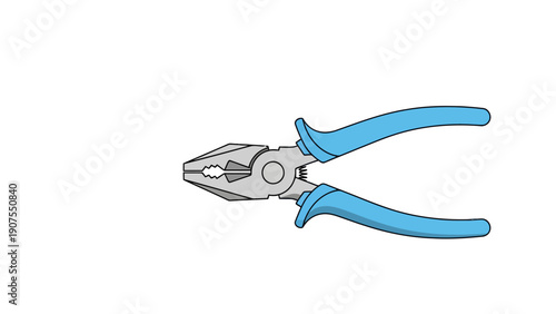 Illustration of combination pliers with light blue handles against a white background