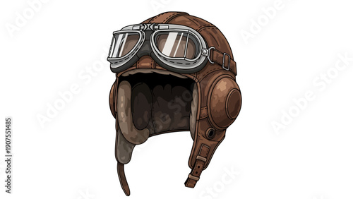 Vintage Brown Leather Helmet.