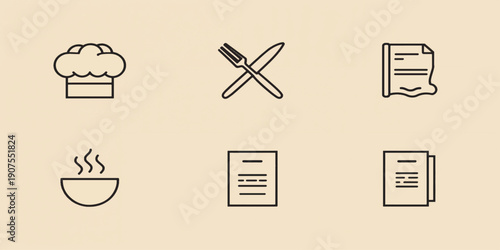 A vintage food and drink icons set featuring vector illustration elements for business web design and website interface buttons