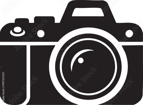 Digital camera icon black and white vector illustration