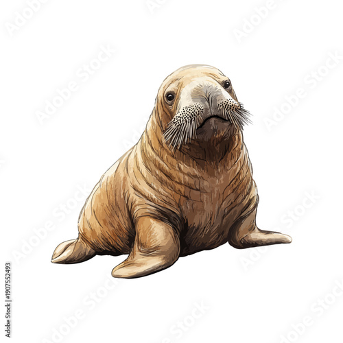 walrus drawn vector illustration