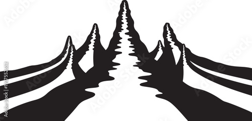Black Silhouette of Hands in Prayer on White Background