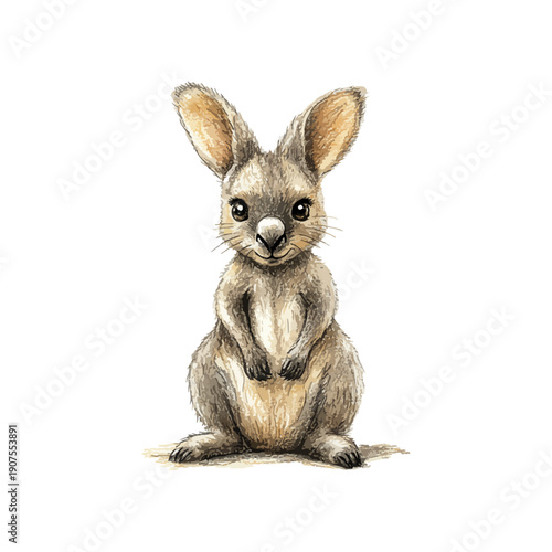 wallaby drawn vector illustration
