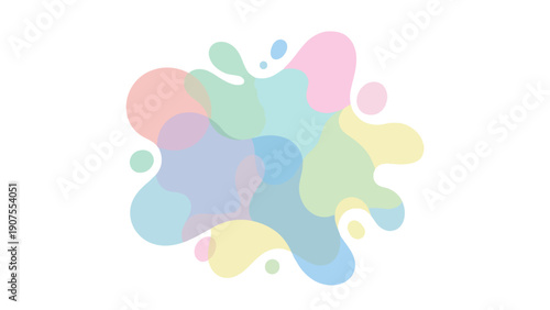 Overlapping translucent pastel watercolor splashes forming an abstract shape on white