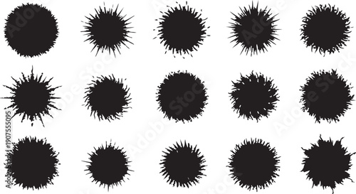 Collection of black spiky circle shapes on white background