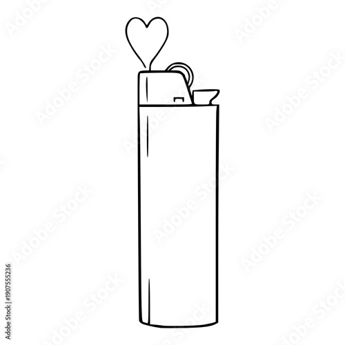 pocket lighter with heart shaped flame line art