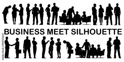 group of business people sitting in business meet business people silhouettes