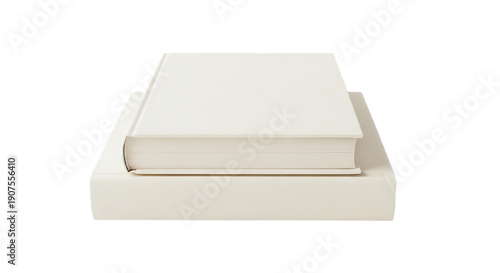 Blank white hardcover book in a slipcase clean minimalist design for branding and mockups isolated on a white background