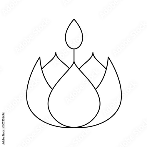 Flower candle. Hand drawn line art candle design.