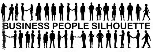 silhouettes of business people working group white background